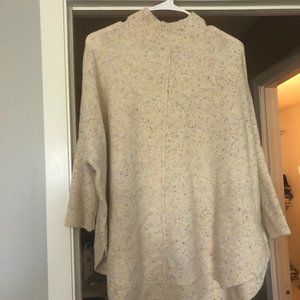 Loft Flecked Mock Neck Poncho Sweater Sz. Medium